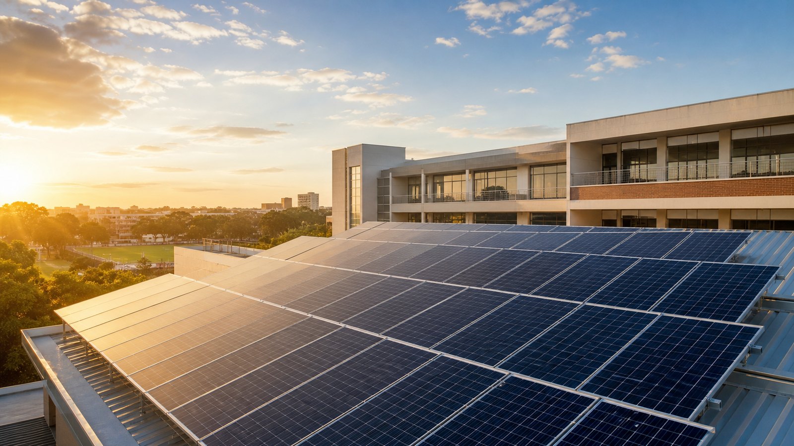 Ground-mounted commercial solar panel installation