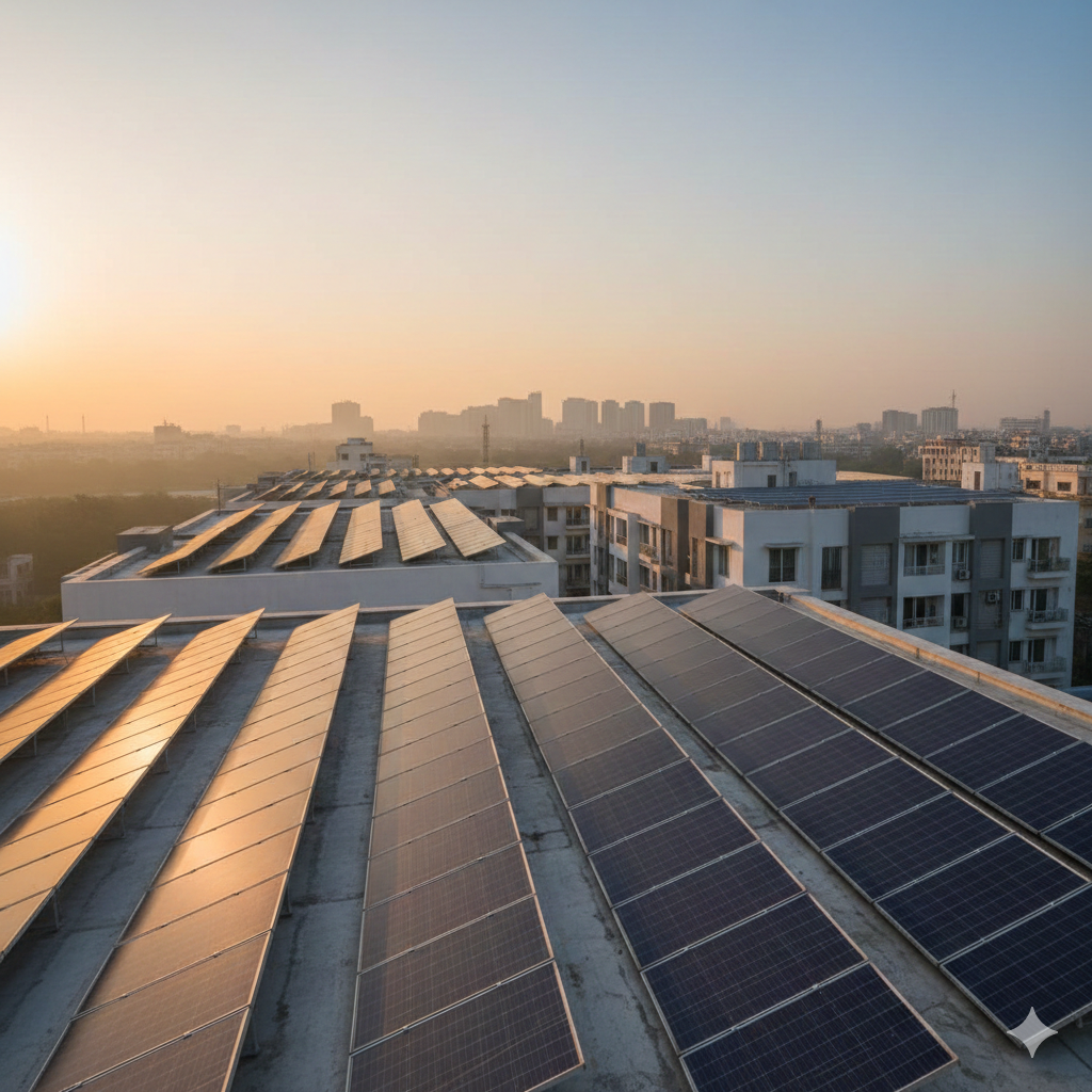 Solar panels on residential roof